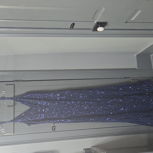 Primavera Couture Blue Sequin Prom Dress